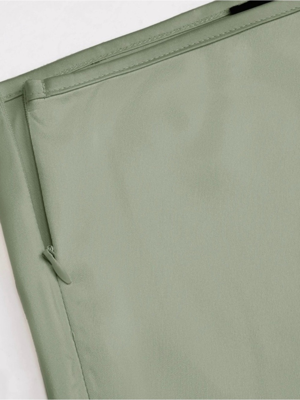 Satin Olive Green Midi Slip Skirt - Picture 3 of 4
